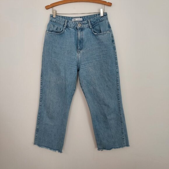 Zara Straight Leg High Waisted Rigid Ankle Jeans Size 8 - Picture 4 of 9
